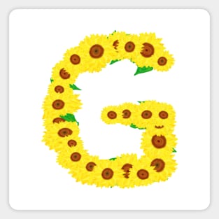 Sunflowers Initial Letter G (White Background) Magnet